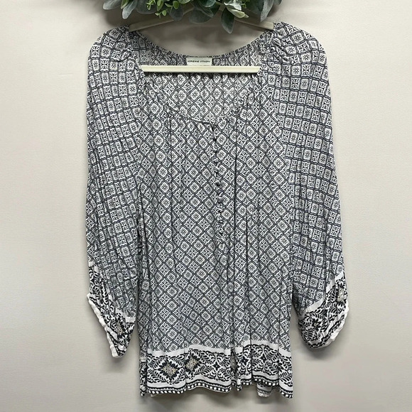 Adrienne Vittadini 3/4 Sleeve Boho Blouse 2X - Picture 1 of 13